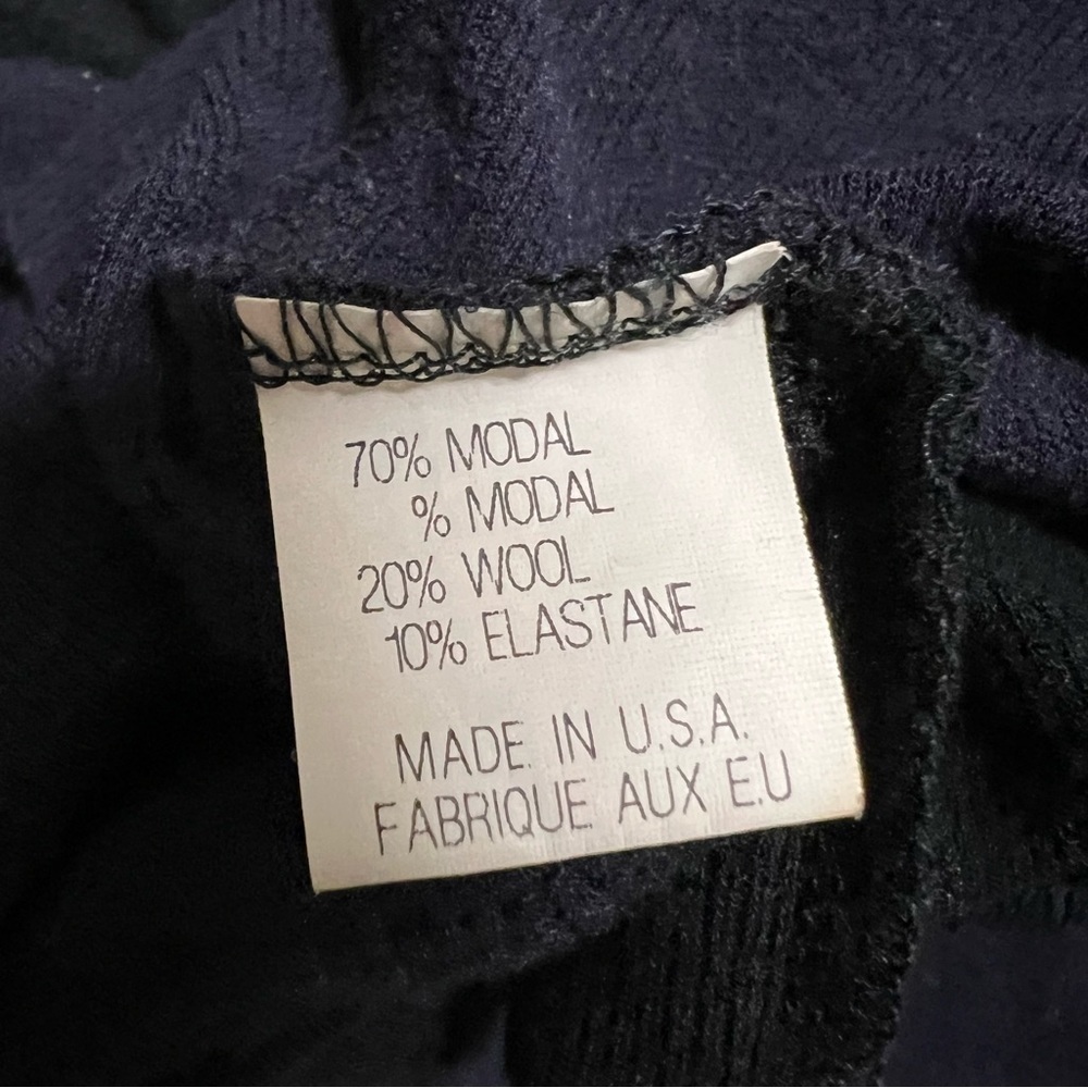 Theory 'Bernetta Black Blue Striped Long Sleeve Crew Neck Top Tee Shirt Size L - Picture 7 of 9